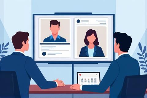 Illustration of video interview screen.